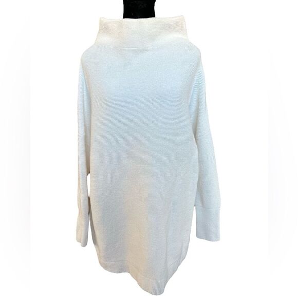 Free People Ottoman Tunic Dress Size Medium Rib Knit Cream Oversized - Picture 4 of 12